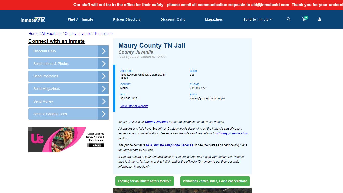 Maury County TN Jail & Inmate Search - Columbia, TN